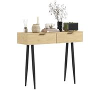 HOMCOM Mesa Consola con 2 Cajones para Recibidor 100x30x80,5 cm Roble
