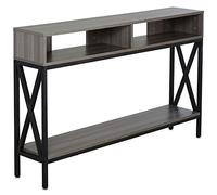HOMCOM Mesa Consola Mueble para Recibidor con 2 Compartimientos y Estante Consola para Recibidor Entrada Pasillo 120x23,5x75 cm Gris y Negro