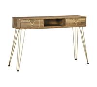 HOMCOM Mesa Consola Mueble Recibidor de Entrada con 2 Cajones Estante Abierto y Patas de Acero para Salón Pasillo Estilo Moderno 120x29x79 cm Bronce