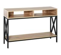 HOMCOM Mesa Consola Recibidor 2 Compartimientos 120x23,5x75cm Roble/Negro | Mueble para Recibidor, Estante Consola, Entrada Pasillo
