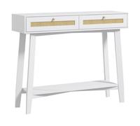HOMCOM Mesa Consola Recibidor con 2 Cajones y Estante Abierto 100x30x81cm Blanco White