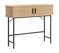 Homcom mesa consola vintage mueble para recibidor con 2 puertas correderas de tambor y compartimientos consola para recibidor entrada pasillo 100x30x80 cm roble