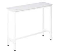 HomCom Mesa de Bar Alta – Encimera melamina efecto mármol, patas de acero Blanco 120x40x100 cm