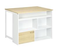 HOMCOM Mesa de Bar Extensible con ala Plegable Mesa de Bistró con Compartimientos de Almacenamiento y 1 Puerta para Cocina Comedor 116x79,5x91 cm Blanco