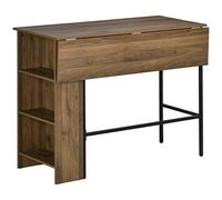 HomCom Mesa de bar extensible con 3 estantes de almacenamiento 120x76x91,4 cm Marrón