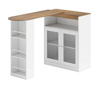HomCom Mesa Bar Giratoria 90° y Extensible 150x80x105,5 cm Blanco