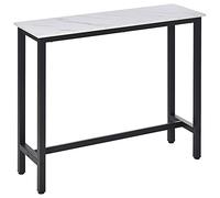 HOMCOM Mesa de Bar Mesa Alta de Cocina Comedor-pie - Dim. 120 x 40 x 100 cm. Estructura Base Acero, Bandeja de Aspecto mármol Blanco