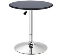 HOMCOM Mesa de Bar Moderna Giratorio Altura Regulable de Hierro Cromado NEGRO Y PLATEADO