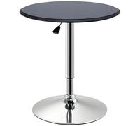 HOMCOM Mesa de Bar Redonda Ajustable en Altura 67-93 cm, Mesa Alta de Bar, Tablero Ø63 cm y Giratorio 360°, con Base Redonda de Metal Cromado, para Bistró, Cocina Comedor, Negro
