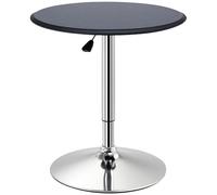 HOMCOM Mesa de Bar Redonda Ajustable en Altura 67-93 cm Negro | Mesa Alta de Bar, Tablero Ø63 cm, Giratorio 360°, Base Redonda de Metal Cromado, para Bistró, Cocina Comedor