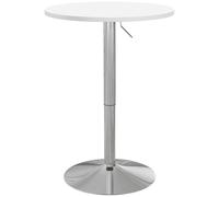 HOMCOM Mesa de bar redonda mesa alta cocina ajustable en altura 69-91 cm tapa pivotante a 360° blanco y plateado Aosom España