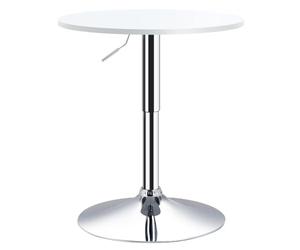 HOMCOM Mesa de Bar Regulable en Altura Base Redonda Ø60x69-93 cm Blanco | Antideslizante, Mesa Alta, para Cocina Comedor