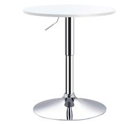 HOMCOM Mesa de Bar Regulable en Altura con Base Redonda y Antideslizante para Cocina Comedor Ø60x69-93 cm Blanco