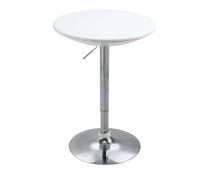 HOMCOM Mesa de Bar Regulable en Altura Giratoria 360º con Base Redonda Mesa Alta de Acero Moderna para Cocina Comedor Cafetería 61x61x76-97 cm Blanco