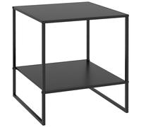HOMCOM Mesa de café con Almacenamiento 40x40x45 cm Negro | Mesa de sofá escandinava cuadrada 2 niveles, marco de acero, mesa auxiliar/mesita de noche para salón y dormitorio