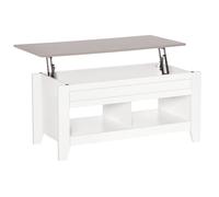 HOMCOM Mesa de Centro Elevable Blanca 105x50x49 cm con Encimera Imitación Mármol y 2 Compartimentos para Café Aosom España
