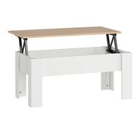 HOMCOM Mesa de Centro Elevable con Encimera Elevable con Espacio Oculto de Almacenaje 100x50x45-58,5 cm Blanco y Natural