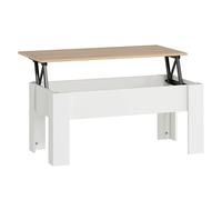 Homcom mesa de centro elevable mesa de café con encimera elevable espacio oculto de almacenaje 100x50x45-58,5 cm blanco y natural