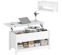 HOMCOM Mesa de Centro Elevable y Extensible Comedor 100x90x64 cm Blanco