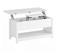 HOMCOM Mesa de Centro Elevable y Extensible con Compartimentos Ocultos Estante Abierto 100x90x64 cm Blanco Aosom España