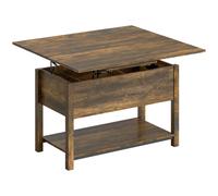 HOMCOM Mesa de centro elevable y extensible mesa de salón con compartimento oculto estante abierto 100x45x50,5cm marrón rústico Aosom España