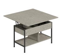 HOMCOM Mesa de centro elevable y extensible, mesa de salón con compartimento oculto estantes abiertos, 98x49x55cm, gris