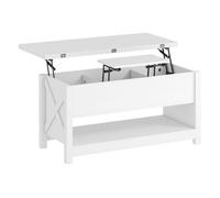 Homcom mesa de centro elevable y extensible, mesa de salón con compartimentos ocultos, estante abierto, para comedor, oficina, 100x90x64 cm, blanco