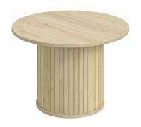 HOMCOM Mesa de Centro Redonda con Base de Columna con Listones Natural Madera Natural