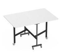 HOMCOM Mesa de Cocina Plegable con 6 Ruedas y Frenos, Blanca Aosom España