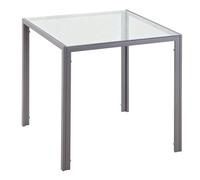 HOMCOM Mesa de Comedor de Cristal, Mesa Rectangular para 4 Personas con Patas de Metal, para Cocina, Salón, 75x75x75 cm, Gris