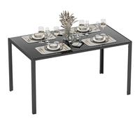 HOMCOM Mesa de Comedor de Cristal, Mesa Rectangular para 6 Personas con Patas de Metal, para Cocina, Salón, 140x80x75 cm, Negro Chocolate