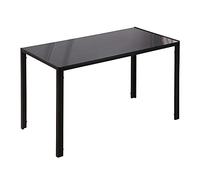 HOMCOM Mesa de Comedor de Cristal, Mesa Rectangular para 4-6 Personas con Patas de Metal, para Cocina, Salón, 120x60x75 cm, Negro