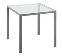 HomCom Mesa de comedor de cristal rectangular para 4 personas, patas de metal, 75x75x75 cm, gris
