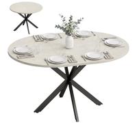 HOMCOM Mesa de Comedor Extensible 4-6 Personas 100-135cm Gris Cemento | Paneles de mariposa, mesa redonda extensible a ovalada, base en X, industrial, comedor, sala de estar.