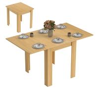 HOMCOM Mesa de Comedor Extensible 70-140x80 cm para 4-6 Personas con Tirador de PU y Almohadillas de Fieltro Natural Natural Wood