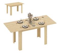 HOMCOM Mesa de Comedor Extensible de 140 a 180 cm Mesa de Cocina Extensible Rectangular para 6-8 Personas para Salón 140-180x90x75 cm Madera Natural Natural wood 180x90x75 cm