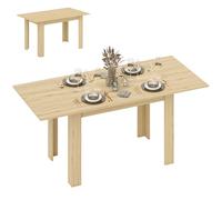 HOMCOM - Mesa de comedor extensible moderna, 140-180 x 80 cm, efecto madera natural