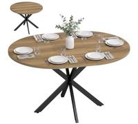 HOMCOM Mesa de Comedor Extensible para 4-6 Personas 100-135cm Marrón | Paneles de mariposa, mesa redonda extensible a ovalada, base en X, estilo industrial, para comedor, sala de estar