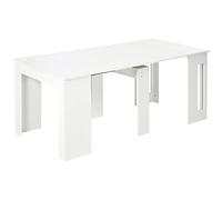HOMCOM Mesa de comedor extensible multifuncional 4-6 personas alas abatibles 180x85x75 cm Blanco