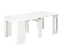 HOMCOM Mesa de comedor extensible multifuncional 4-6 personas alas abatibles 180x85x75 cm Blanco