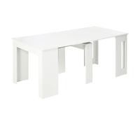 HOMCOM Mesa de comedor extensible multifuncional 4-6 personas alas abatibles 180x85x75 cm Blanco