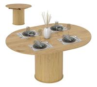 HOMCOM Mesa de Comedor Extensible Redonda, 110-150 cm, Mesa de Cocina Extensible, para 6-8 Personas, con Base Estriada Ancha, para Salón, 110-150x110x75 cm, Madera Natural