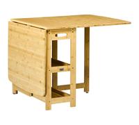 HOMCOM Mesa de comedor Mesa plegable Mesa de cocina con compartimentos de almacenamiento Mesa de comedor Mesa de centroCon patas ajustables para cocina sala de estar estilo rústico bambú madera natura