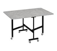 HOMCOM Mesa de comedor para 4-6 personas mesa plegable con ruedas estructura de acero 52,5-120x80x73 cm Gris Aosom España