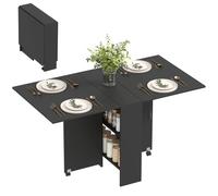 HOMCOM Mesa Plegable de Comedor con Ruedas 75x140x74 cm Negro