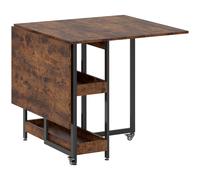HOMCOM Mesa de Comedor Plegable en Diseño Industrial, para hasta 4 personas, estantes abiertos, flexible, Metal, Tablero de Partículas