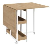 HOMCOM Mesa de Comedor Plegable Industrial para 4 Personas con Estantes Abiertos Madera Natural Aosom España