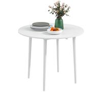 HOMCOM Mesa Plegable para 4 Personas, Redonda, Moderna, Blanca | Ahorro espacio, mesa pequeña de cocina, patas de madera, para comedor