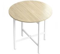 HOMCOM Mesa de comedor plegable, mesa redonda plegable de 80 cm con armazón de acero, capacidad para 2-4 personas, acabado madera natural