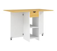 HOMCOM Mesa de Comedor Plegable para 2-4 Personas con 2 Alas Abatibles, Cajón y Estantes, Roble Aosom España